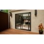 Aluminium Sliding Door Part Q Compliant - 2100mm Grey - Left Hand Slide & Right Hand Fixed