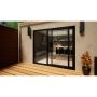 Aluminium Sliding Door Part Q Compliant - 2400mm Black - Left Hand Slide & Right Hand Fixed
