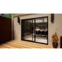 Aluminium Sliding Door Part Q Compliant - 2400mm Black - Right Hand Slide & Left Hand Fixed