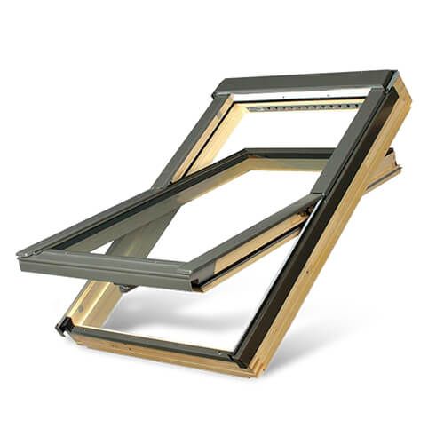 Pine Wood Centre Pivot Roof Window - 550mm x 1180mm Sound Reducing Natural Pine