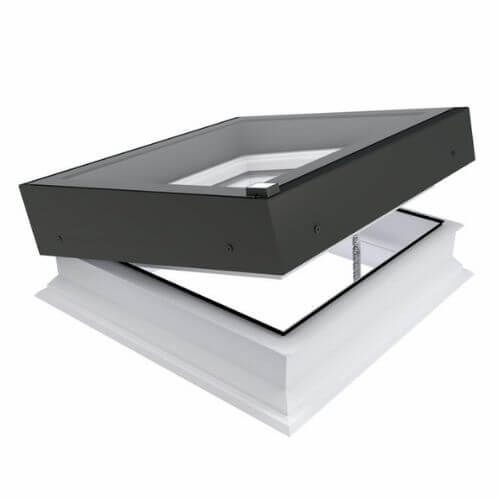 Type Z Electrical Opening Flat Roof Window Rounded Finish - 600mm x 900mm Double Glazed Black