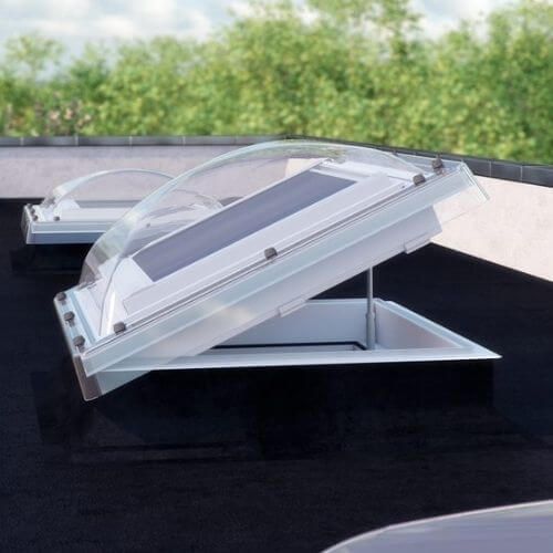 Domed Electrical Opening Flat Roof Window - 1000mm x 1500mm Double Glazed White