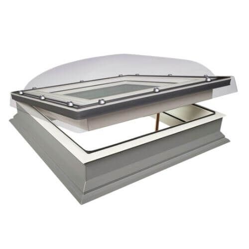 Domed Manual Opening Flat Roof Window - 1200mm x 1200mm Secure Double Glazed White