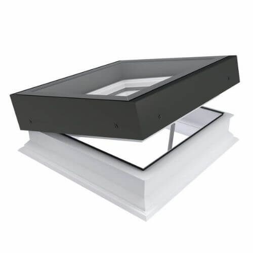 Type Z Manual Opening Flat Roof Window Rounded Finish - 600mm x 600mm Double Glazed Black