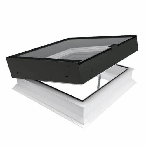 Type Z Manual Opening Flat Roof Window Rounded Finish - 1000mm x 1000mm Double Glazed Black