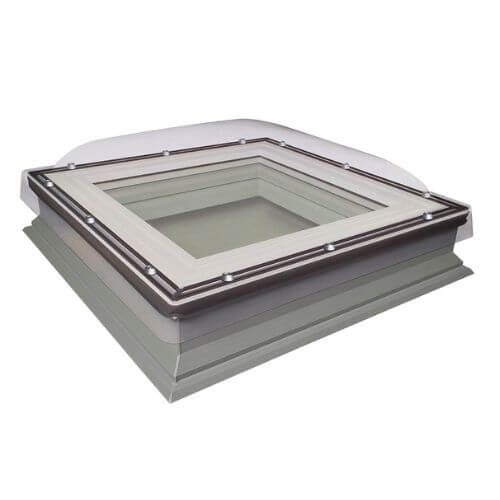 Domed Non Opening Flat Roof Window - 1000mm x 1000mm Double Glazed White