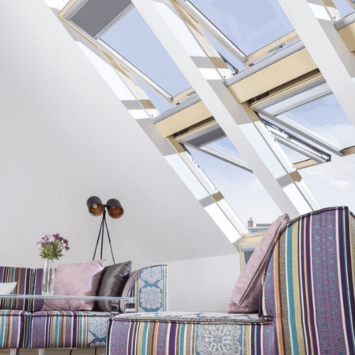 Pine Wood Electric Solar Powered Centre Pivot Roof Window - 660mm x 980mm Double Glazed Natural Pine