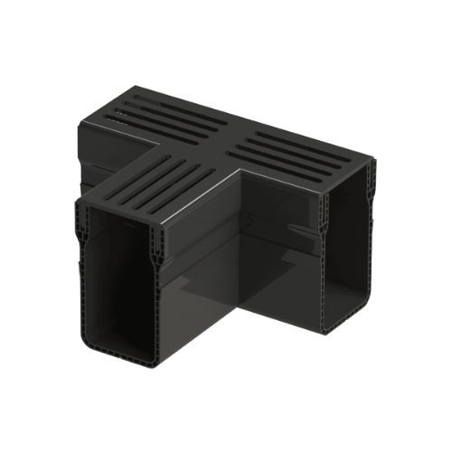LUXE Threshold Drain Channel Aluminium Grating Class A15 Tee Junction - Black