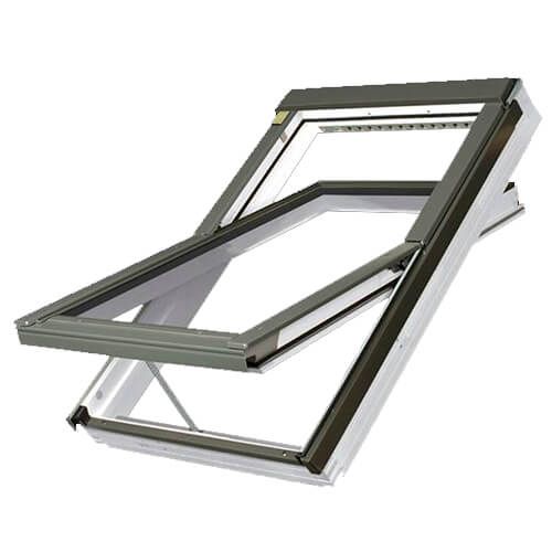 Acrylic Coated Electric Solar Powered Centre Pivot Roof Window - 940mm x 1400mm Triple Glazed White