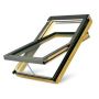 Pine Wood Electric Solar Powered Centre Pivot Roof Window - 780mm x 980mm Double Glazed Natural Pine