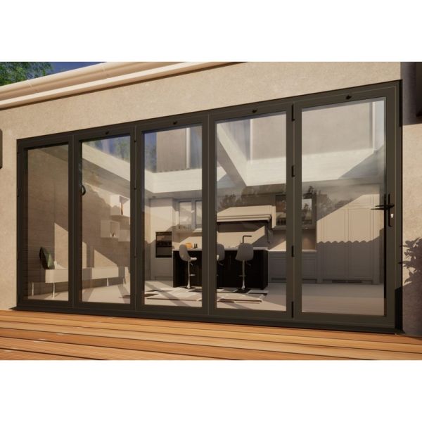 Aluminium Bifold Door Part Q Compliant - 4200mm Anthracite Grey - 5 Left