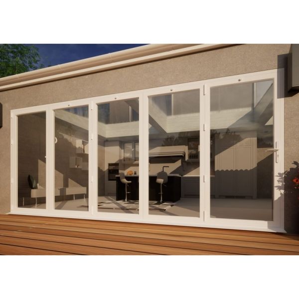 Aluminium Bifold Door Part Q Compliant - 4800mm White - 5 Left