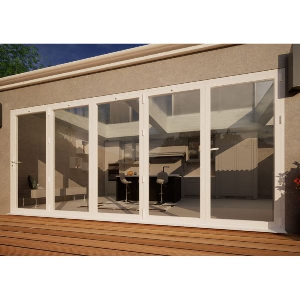 Aluminium Bifold Door Part Q Compliant - 4800mm White - 5 Right