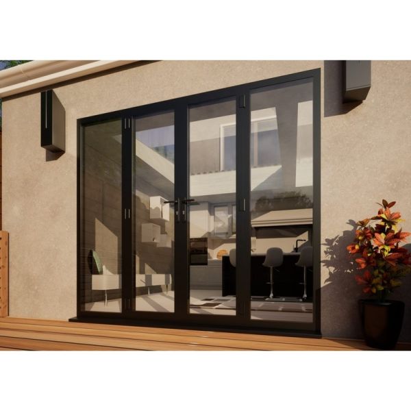 Aluminium French Door Part Q Compliant - 1200mm Anthracite Grey Open Out - 2x 600mm Sidescreens