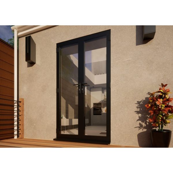 Aluminium French Door Part Q Compliant - 1200mm Anthracite Grey - Open Out