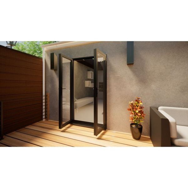 Aluminium French Door Part Q Compliant - 1200mm Anthracite Grey - Open Out