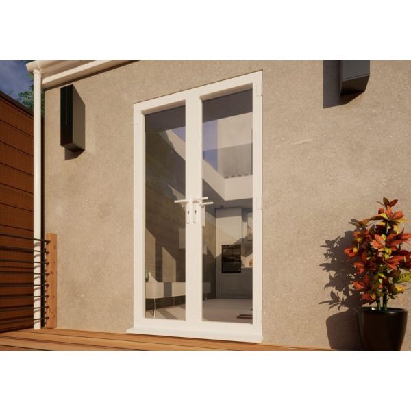 Aluminium French Door Part Q Compliant - 1200mm White - Open Out