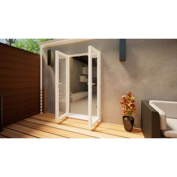 Aluminium French Door Part Q Compliant - 1200mm White - Open Out