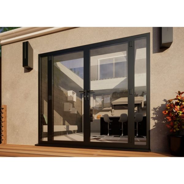 Aluminium French Door Part Q Compliant - 1800mm Anthracite Grey Open Out - 2x 300mm Sidescreens