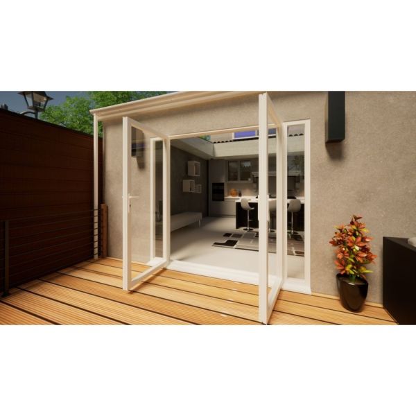 Aluminium French Door Part Q Compliant - 1800mm White Open Out - 2x 300mm Sidescreens