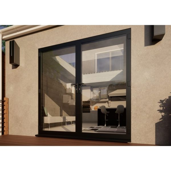 Aluminium French Door Part Q Compliant - 2100mm Anthracite Grey - Open Out
