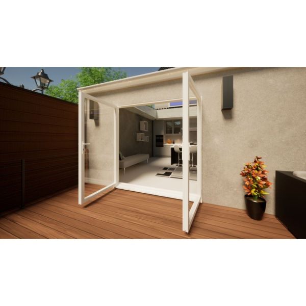 Aluminium French Door - 2100mm White - Open Out