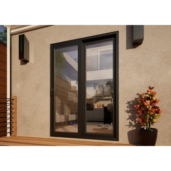 Aluminium Sliding Door Part Q Compliant - 1500mm Grey - Left Hand Slide & Right Hand Fixed