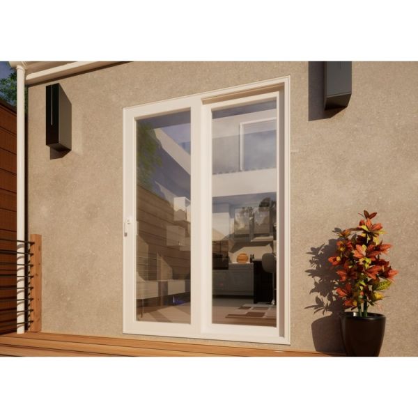 Aluminium Sliding Door Part Q Compliant - 1500mm White - Left Hand Slide & Right Hand Fixed