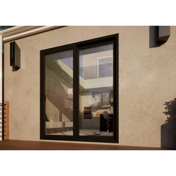 Aluminium Sliding Door Part Q Compliant - 1800mm Black - Left Hand Slide & Right Hand Fixed