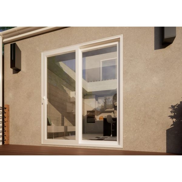 Aluminium Sliding Door Part Q Compliant - 1800mm White - Left Hand Slide & Right Hand Fixed