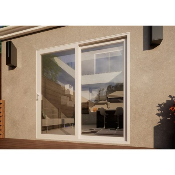 Aluminium Sliding Door - 2100mm White - Left Hand Slide & Right Hand Fixed