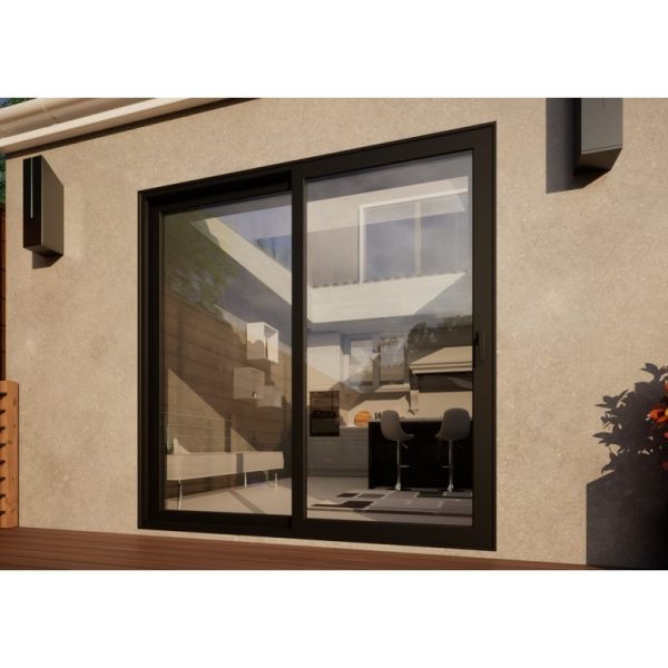 Aluminium Sliding Door - 2100mm Black - Right Hand Slide & Left Hand Fixed