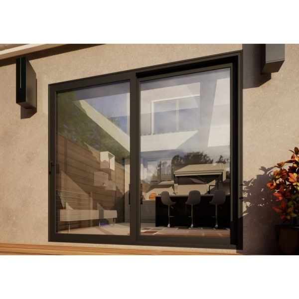 Aluminium Sliding Door Part Q Compliant - 2400mm Grey - Left Hand Slide & Right Hand Fixed