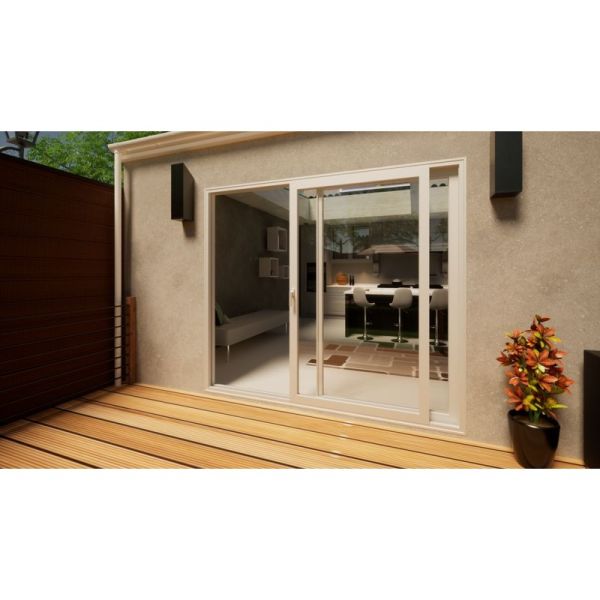 Aluminium Sliding Door - 2400mm White - Left Hand Slide & Right Hand Fixed