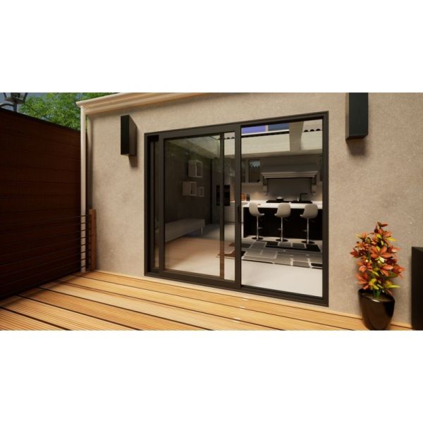 Aluminium Sliding Door - 2400mm Grey - Right Hand Slide & Left Hand Fixed