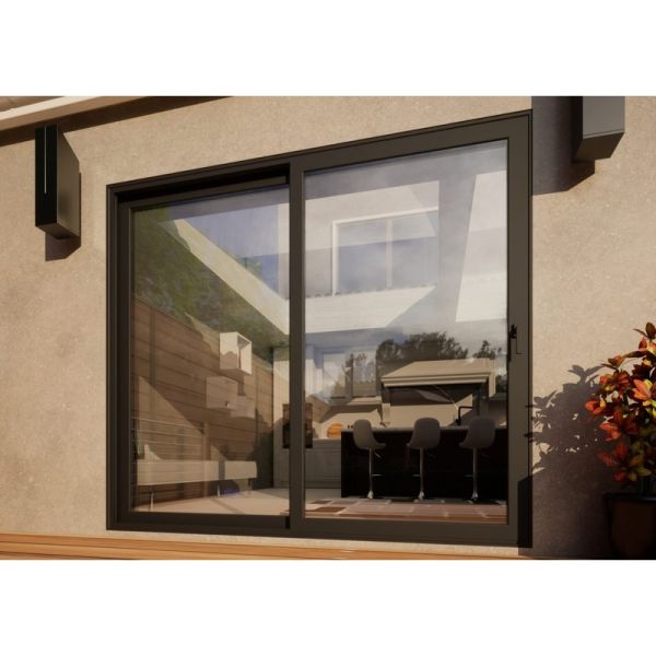 Aluminium Sliding Door Part Q Compliant - 2400mm Grey - Right Hand Slide & Left Hand Fixed
