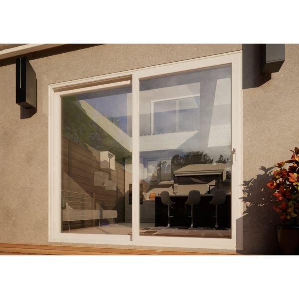 Aluminium Sliding Door - 2400mm White - Right Hand Slide & Left Hand Fixed