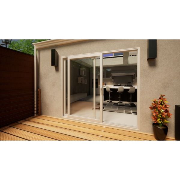 Aluminium Sliding Door Part Q Compliant - 2400mm White - Right Hand Slide & Left Hand Fixed