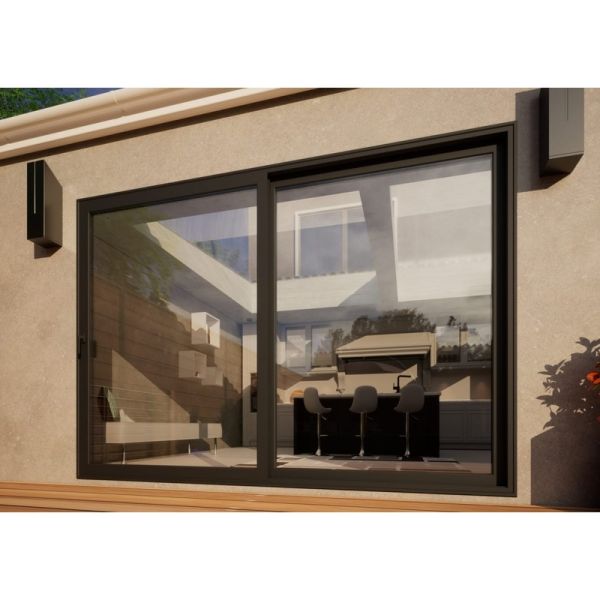 Aluminium Sliding Door Part Q Compliant - 3000mm Grey - Left Hand Slide & Right Hand Fixed