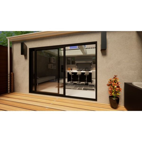 Aluminium Sliding Door - 3000mm Black - Right Hand Slide & Left Hand Fixed