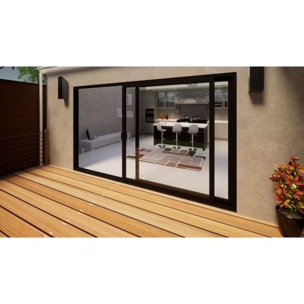 Aluminium Sliding Door - 3600mm Black - Left Hand Slide & Right Hand Fixed
