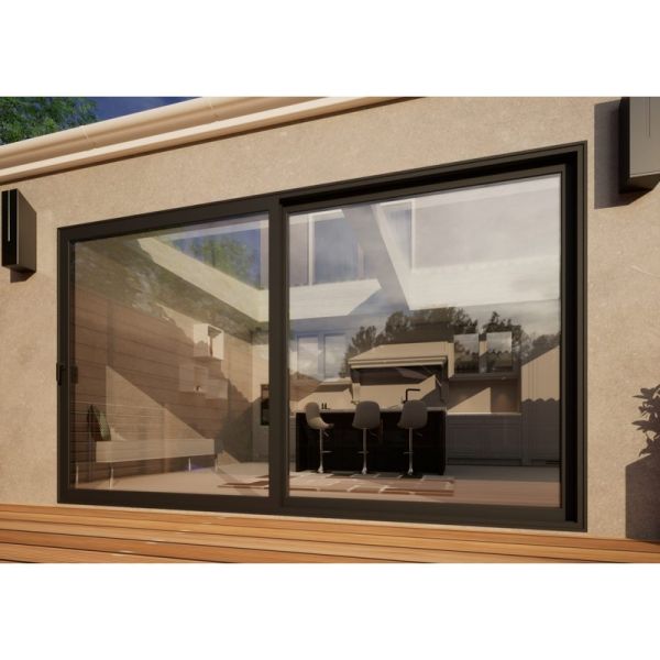 Aluminium Sliding Door Part Q Compliant - 3600mm Grey - Left Hand Slide & Right Hand Fixed