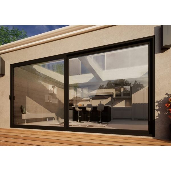 Aluminium Sliding Door - 4200mm Black - Left Hand Slide & Right Hand Fixed