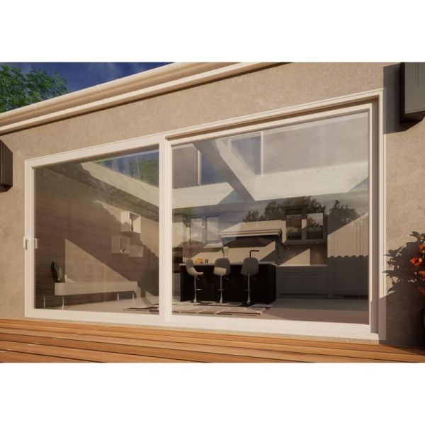 Aluminium Sliding Door Part Q Compliant - 4200mm White - Left Hand Slide & Right Hand Fixed