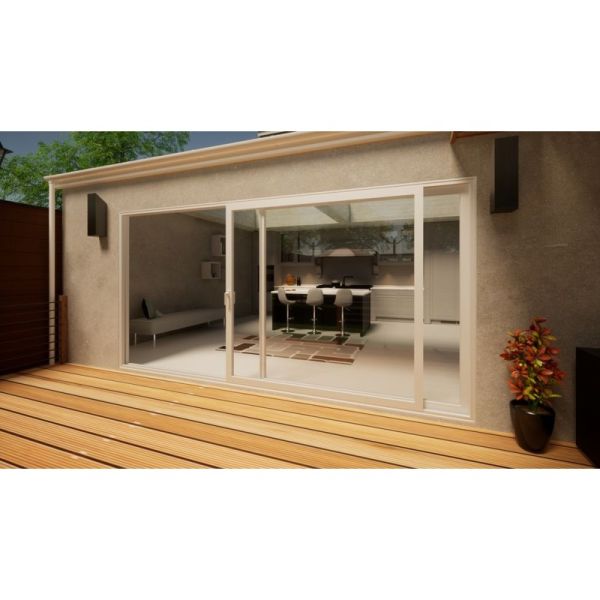 Aluminium Sliding Door Part Q Compliant - 4200mm White - Left Hand Slide & Right Hand Fixed
