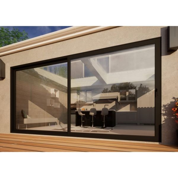 Aluminium Sliding Door - 4200mm Black - Right Hand Slide & Left Hand Fixed