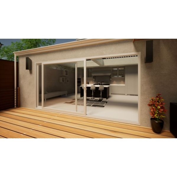 Aluminium Sliding Door - 4200mm White - Right Hand Slide & Left Hand Fixed