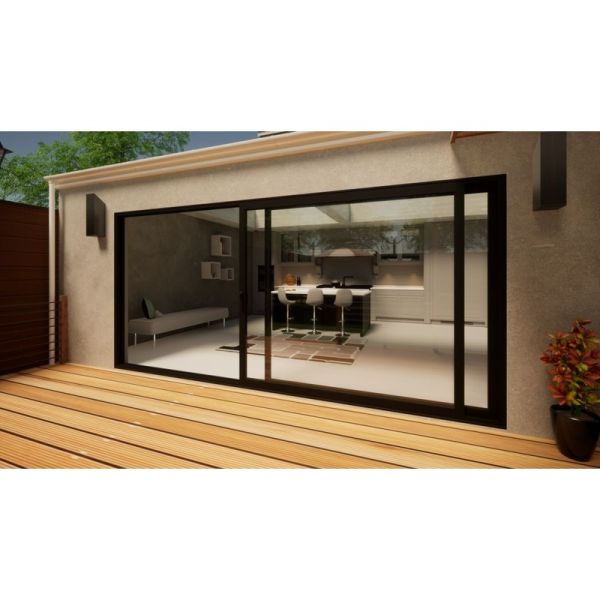 Aluminium Sliding Door - 4500mm Black - Left Hand Slide & Right Hand Fixed
