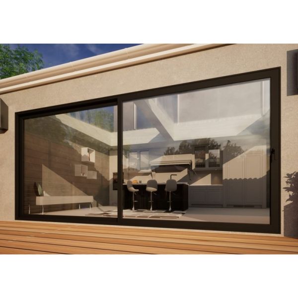 Aluminium Sliding Door - 4500mm Black - Right Hand Slide & Left Hand Fixed