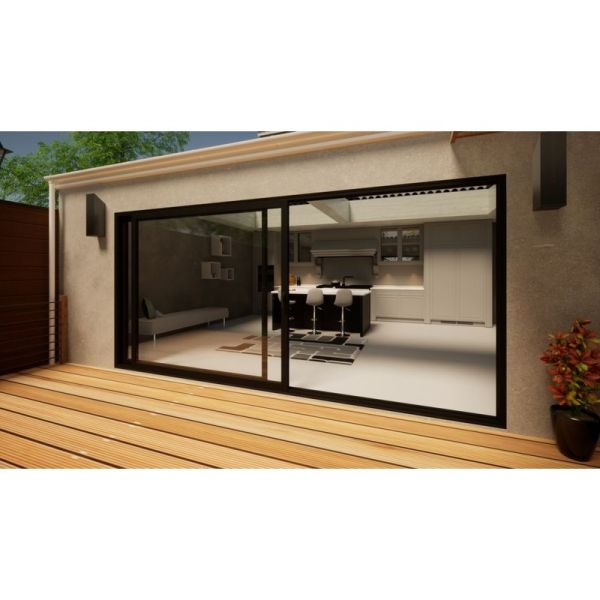 Aluminium Sliding Door - 4500mm Black - Right Hand Slide & Left Hand Fixed